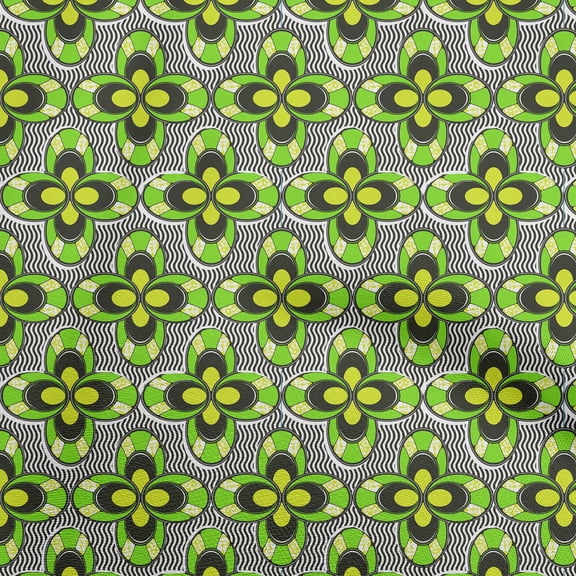 oneOonePolyesterSpandexGreenFabricAfricanSewingCraftProjectsFabricPrintsByYard56InchWide