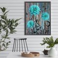 thumbnail image 4 of Pintura de diamante 5D DIY kit de flores en bloque de madera con taladro redondo completo 30x40cm azul y verde, 4 of 9
