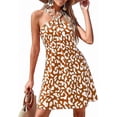 thumbnail image 5 of PRETTYGARDEN Womens Summer Halter Mini Dress Sleeveless Boho Floral Short Sundress Casual Flowy Beach Dresses, 5 of 10