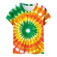 thumbnail image 5 of DeHolifer Tie Dye Shirt for Womens Crewneck Casual Summer Short Sleeve Tee T-Shirts Yellow 2XL, 5 of 6