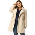 thumbnail image 3 of Abrigo De Doble BotonaduCon Cuello Vuelto TalGrande PaMujer Beige 3XL, 3 of 6
