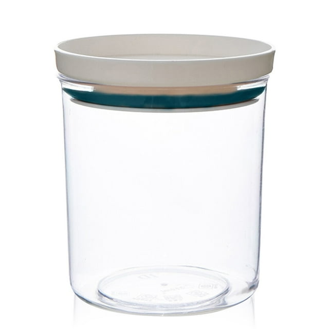 Food Container Kitchen Stackable Moisture-proof Grain Organizer Transparent Sealing Storage Holder with Lid, Blue, 350ml