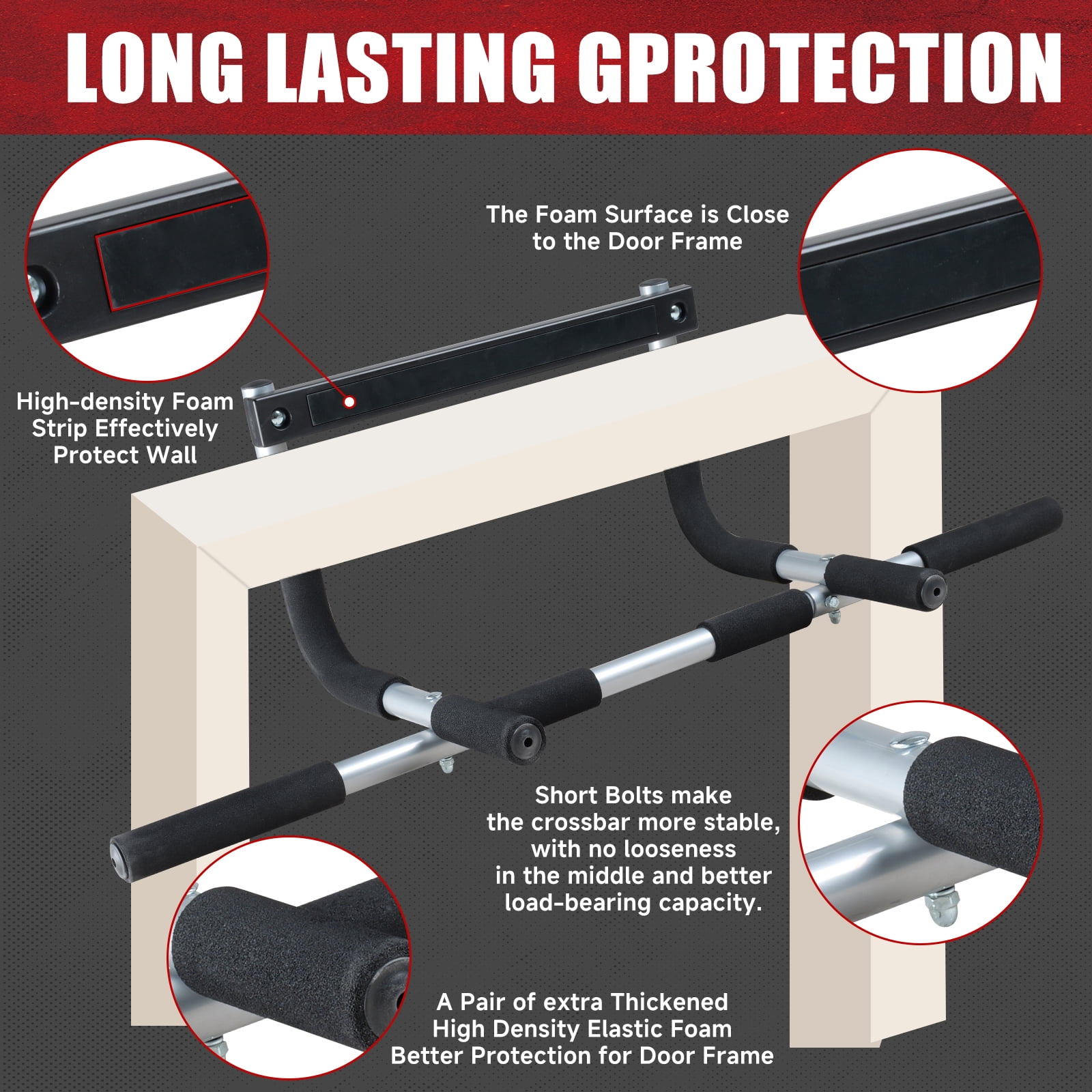 Leikefitness Doorway pull-up bar, adjustable portable upper body fitness workout for home gyms