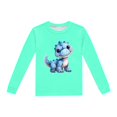 thumbnail image 5 of Pajamas for Girls Children's Dinosaur Printed Crew Neck Long Sleeve Top Pants 2 Piece Spring Fall Pajama Set Pajamas for Boys Mint Green 8 Years-9 Years, 5 of 5