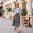 thumbnail image 6 of Enmain Flowy Maxi Skirt for Women Floral Pleated High Waist Drawstring Tiered Skirts with Pockets, 6 of 8