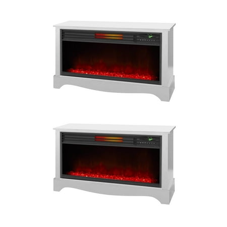 LifeSmart LifeZone Electric Infrared Quartz Standing Fireplace Heater, (2 Pack)