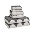 thumbnail image 2 of Beautiful by Drew Barrymore 6-Piece Scallop Bath Towel Set, Soft 100% Cotton, Charcoal, 2 of 4