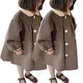 thumbnail image 3 of Beautyzll Toddler Baby Girls Winter Stripes Coat Dress 2-11Y Kids Lapel Collar Coats Long Jackets, 3 of 6