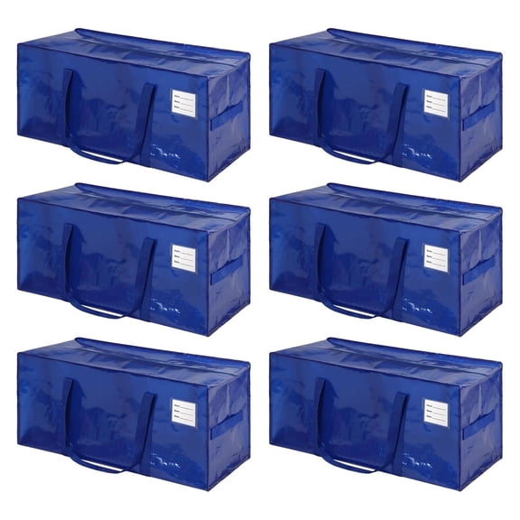 stusgo 6 Pack Extra Large Moving Bags Heavy Duty with Zippers & Carrying Handles, Moving Boxes Alternative, Packing Supplies, Large Storage Bags Totes for Space Saving(Blue)