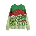 thumbnail image 3 of Ugly Christmas Sweater for Women Printed Long Sleeve Womens Sweatshirt Green Mons ter Graphic Holiday Pullover Tops Christmas Tree Sweatshirts for Women, 3 of 5
