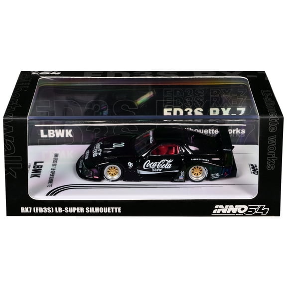 Mazda RX7 (FD3S) LB-Super-Silhouette RHD (Right Hand Drive) #20 "Coca-Cola Zero" Black 1/64 Diecast Model Car by Inno Models