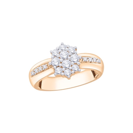 KATARINA Diamond Cluster Fashion Ring in 14K Rose Gold (1/2 cttw I-J I1-I2) (Size-6)