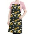 thumbnail image 5 of Black Multicolor Flower Sunflower Pattern Apron-Garden Aprons for Women with Pockets-Cotton Linen Waterproof Kitchen Cooking Gardening Aprons Adjustable for Kitchen,Cooking,BBQ and Salon 33x27 Inch, 5 of 7