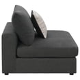 thumbnail image 6 of Duncan Charcoal Armless Chair - Upholstered, Removable Cushions, 38" Wide - Living Room Seating. Modern Design, Charcoal Fabric, Feather Down Comfort., 6 of 12