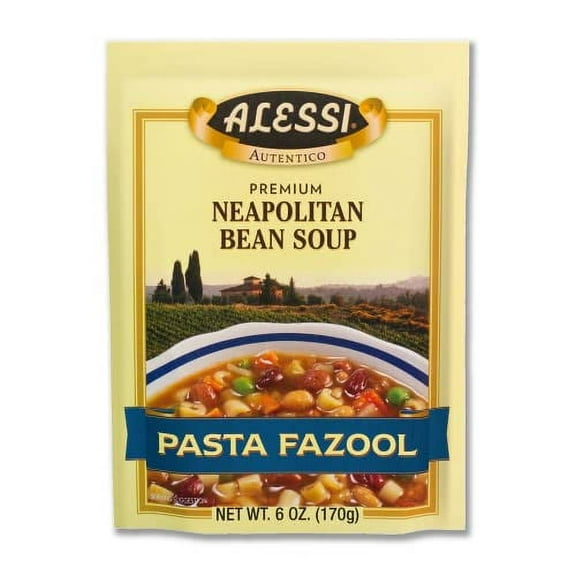 Alessi Autentico Premium Soups, Traditional Flavors, 6oz (Neapolitan Bean, Pack of 6)