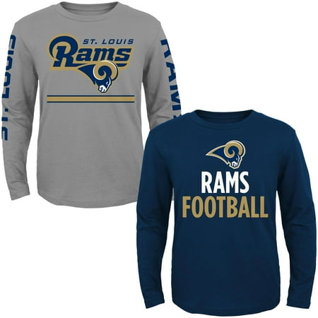 Classic St. Louis Rams Youth Long Sleeve T-Shirt 2-Pack - Navy/Gray