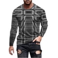 thumbnail image 1 of Blusas y camisas de manga larga con cuello redondo para hombre, blusa informal de manga larga con cuello redondo y estampado de rayas, blusa de poliéster para hombre, 1 of 4