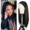 thumbnail image 2 of Yanonmyfd  22Inch Yaki Straight Headband Wig for Women Long Black Afro Kinky Straight Wig Headband Synthetic Wigs Glueless Synthetic Wigs None Lace Front Headbands Wigs with Headband Attached, 2 of 8
