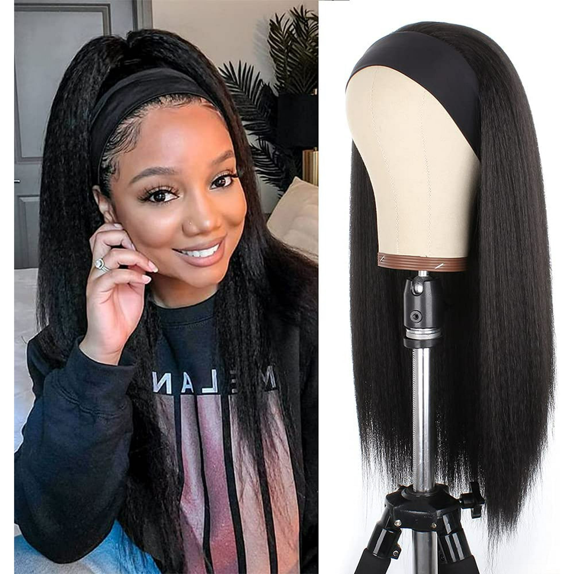 Perruque Synthétique Femme Afro Frisée Courte Noire - Avec Bandeau + 4 Bonnets - Neuf Sans étiquettes
