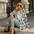 thumbnail image 4 of SCRAWLGOD Cow Print Cardigans for Women Dressy Sweaters for Women Trendy Clothes Size M Long Sleeve Sweater Coat with Pockets Breathable Fall Cardigans for Women Holidays, 4 of 7