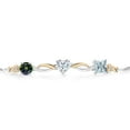 thumbnail image 2 of Gem Stone King 925 Silver and 10K Yellow Gold Green Mystic Topaz Moissanite Sky Blue Aquamarine and Lab Grown Diamond Tennis Bracelet for Women By Keren Hanan (1.85 cttw, Adjustable up To 9 inch), 2 of 4