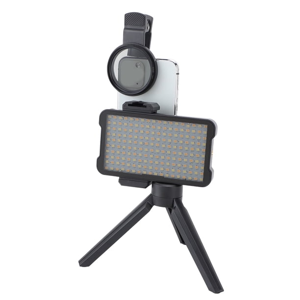 Luz de Relleno de Tatuaje, Chips lideró Cri de 180 Piezas de Alto Cri 2400K-6400K Fotografía Luz de Llenado 3100 mAh Con Filtro de Lente Cpl de 52 mm para teléfonos Cululares para