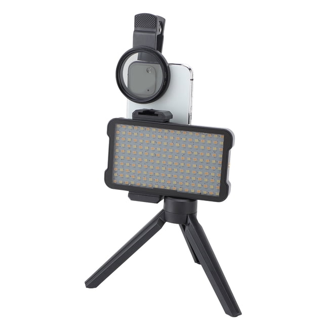 Luz de Relleno de Tatuaje, Chips lideró Cri de 180 Piezas de Alto Cri 2400K-6400K Fotografía Luz de Llenado 3100 mAh Con Filtro de Lente Cpl de 52 mm para teléfonos Cululares para