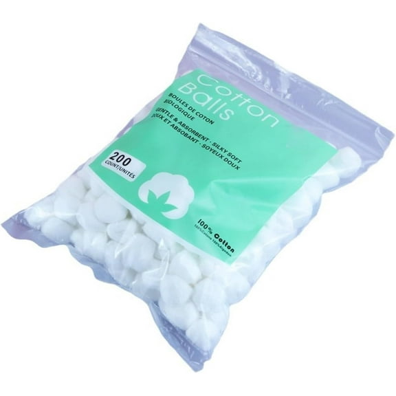 Small Cotton Balls for Make-Up, Simply Soft Pure Cotton, Absorbent, Nail Polish Removal, Pet Care 200 Count
