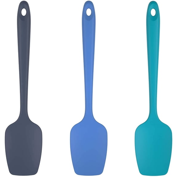 U-Taste 600°F High Heat Resistant Silicone Spoon Spatula Set of 3, BPA-Free Food Grade Kitchen Cooking Baking Mixing One Piece Seamless Flexible Rubber Scraper for Nonstick Cookware (Multicolors)