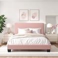 thumbnail image 1 of CorLiving Celeste Pink Boucle Fabric Upholstered Adult Bed with Headboard, Box Spring Required, 1 of 8