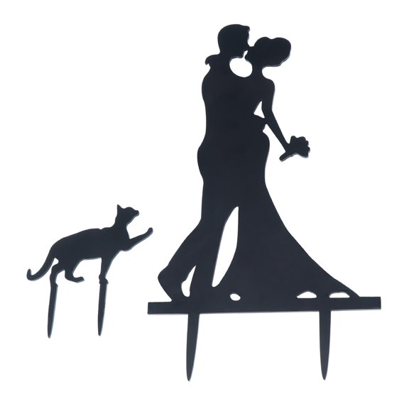 Etereauty Bride and Groom Style Cake Topper for Wedding / Anniversary / Birthday Party (Black)