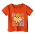 thumbnail image 1 of PMVFHDE T-Shirts Mignons Basiques pour Filles Hauts Tendance pour Filles T-Shirts pour Garçons et Filles Mode Décontractée Imprimé Col Rond Manches Courtes T-Shirt Haut Orange, 8-9 Ans, 1 of 4