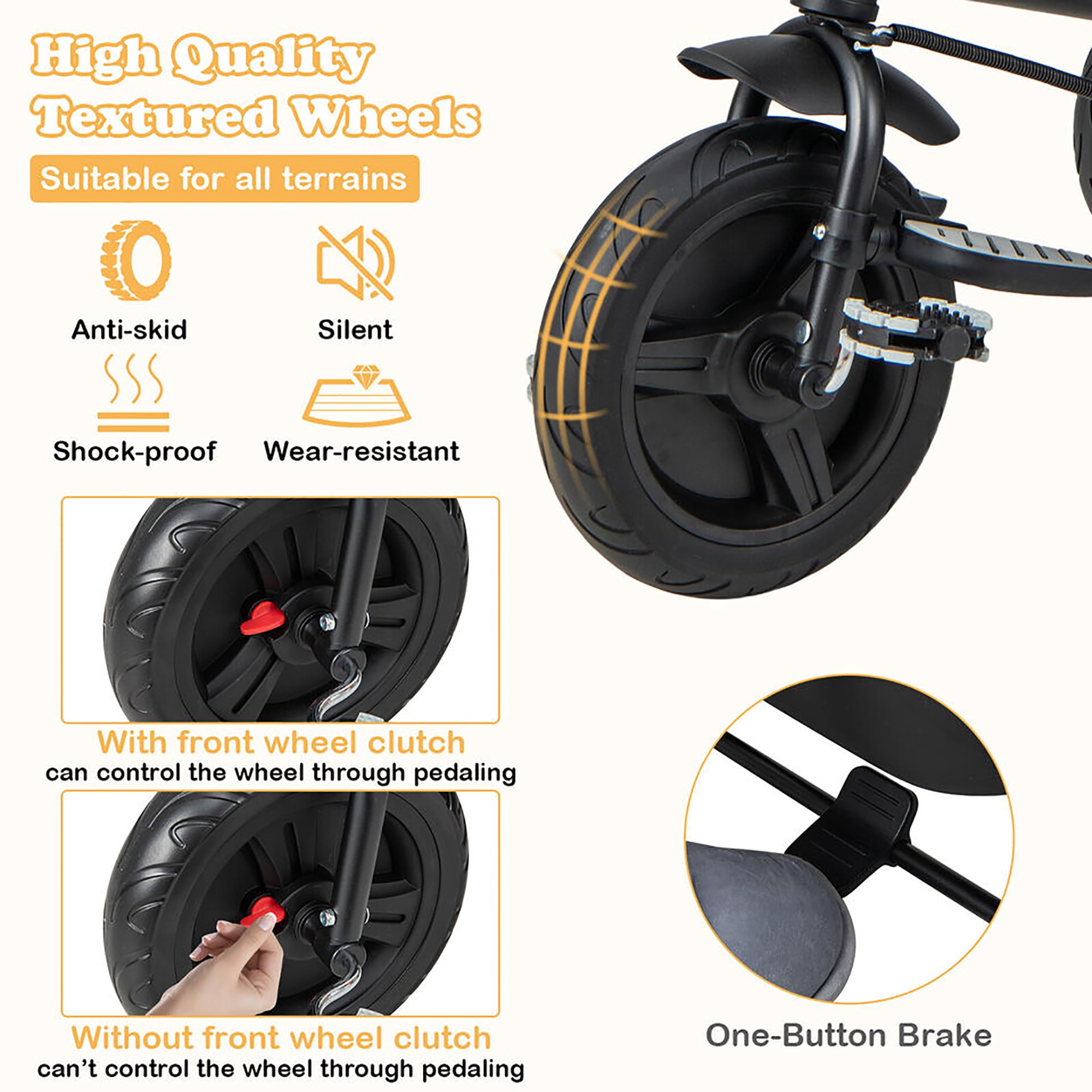 Gymax 4-in-1 Baby Tricycle Toddler Trike w/ Reversible Seat Canopy & Push Handle Black