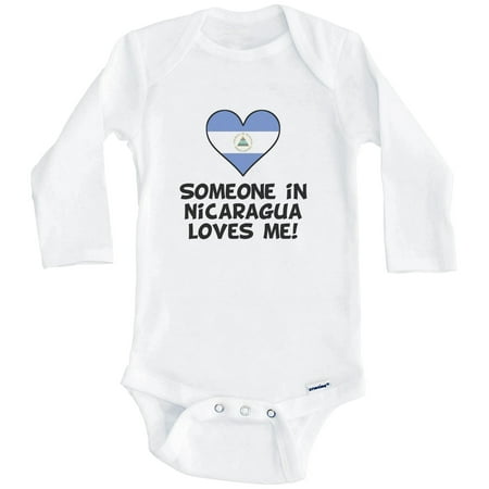 

Someone In Nicaragua Loves Me Nicaraguan Flag Heart One Piece Baby Bodysuit (Long Sleeve) 0-3 Months White