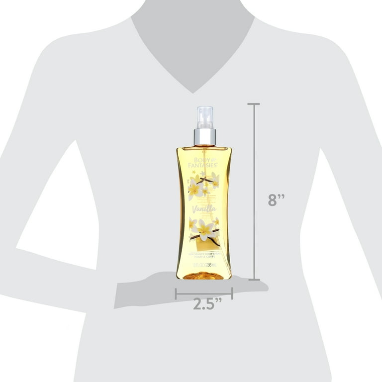 Body Fantasies Signature Body Spray, Vanilla 8 oz Pack of 2, Long