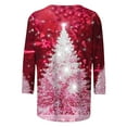 thumbnail image 4 of Womens Christmas Outfit Bling Christmas Tree Top 3/4 Sleeve Blouses for Women Round Neck T Shirts Loose Fit Vacation Tops, 4 of 5