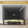 thumbnail image 4 of Hommoo 2 Drawers Modern TV stand with LED light, TV Media Console Entertainment Center with Storage, glass shelf Wood TV cabinet for Up to 75 inch, for Living room, Games room and bedroom, Black, 4 of 5