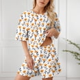 thumbnail image 2 of Hrsba Matching Set Women,Print Crew Neck Top with Elastic Waist Shorts No Drawstring No Pocket Summer Casual Set, 2 of 5