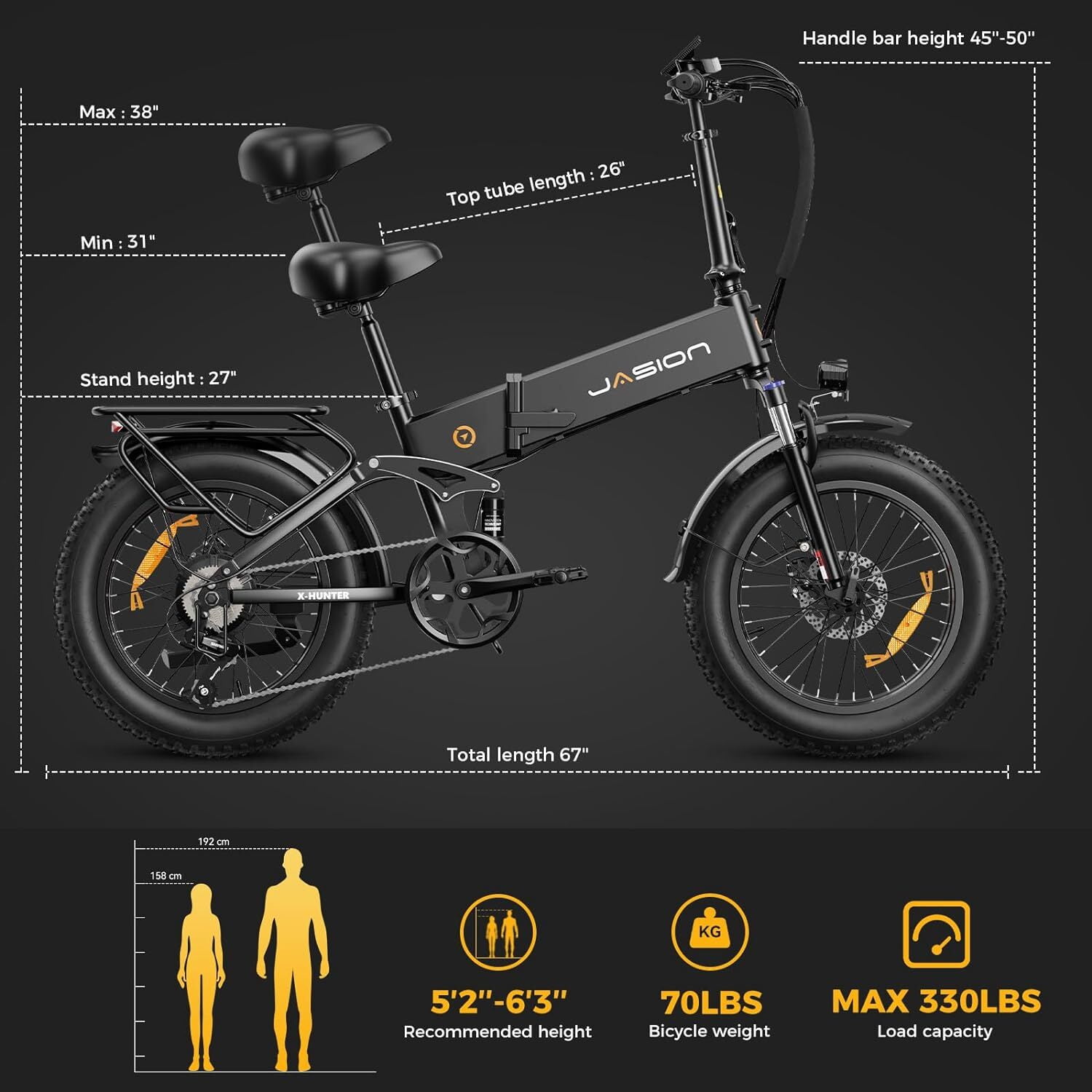Jasion X-Hunter Electric Bike, 750W, 48V 13AH Battery, 20 Jasion X-Hunter Electric Bike, 750W, 48V 13AH Battery, 20