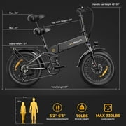 Jasion X-Hunter Electric Bike for Adults, 750W Motor Electric Bicycle with 48V 13AH Removable Battery, 20 x4.0 Fat Tire Folding Ebike, Full Suspension, 7-Speed Bicycles