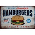 thumbnail image 1 of Menu Fast Food hamburger Hot Dogs Pizza Time Retro  parete di casa latta Vintage metallica Poster, 1 of 5