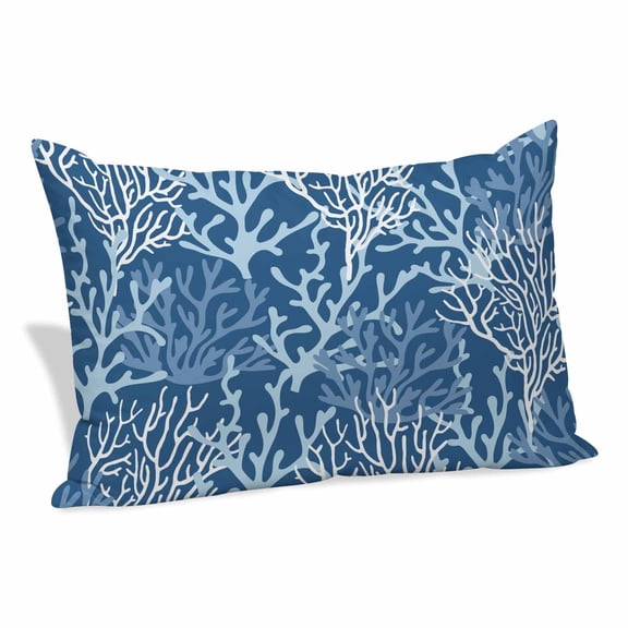 Navy Blue Coral Coastal Pillow Protectors with Zipper Standard Size, Ocean Nautical Seaside Beach Soft Brushed Breathable Throw Pillow Covers, Pillowcase for Couch Sofa Bedroom Living Room 20"x26"