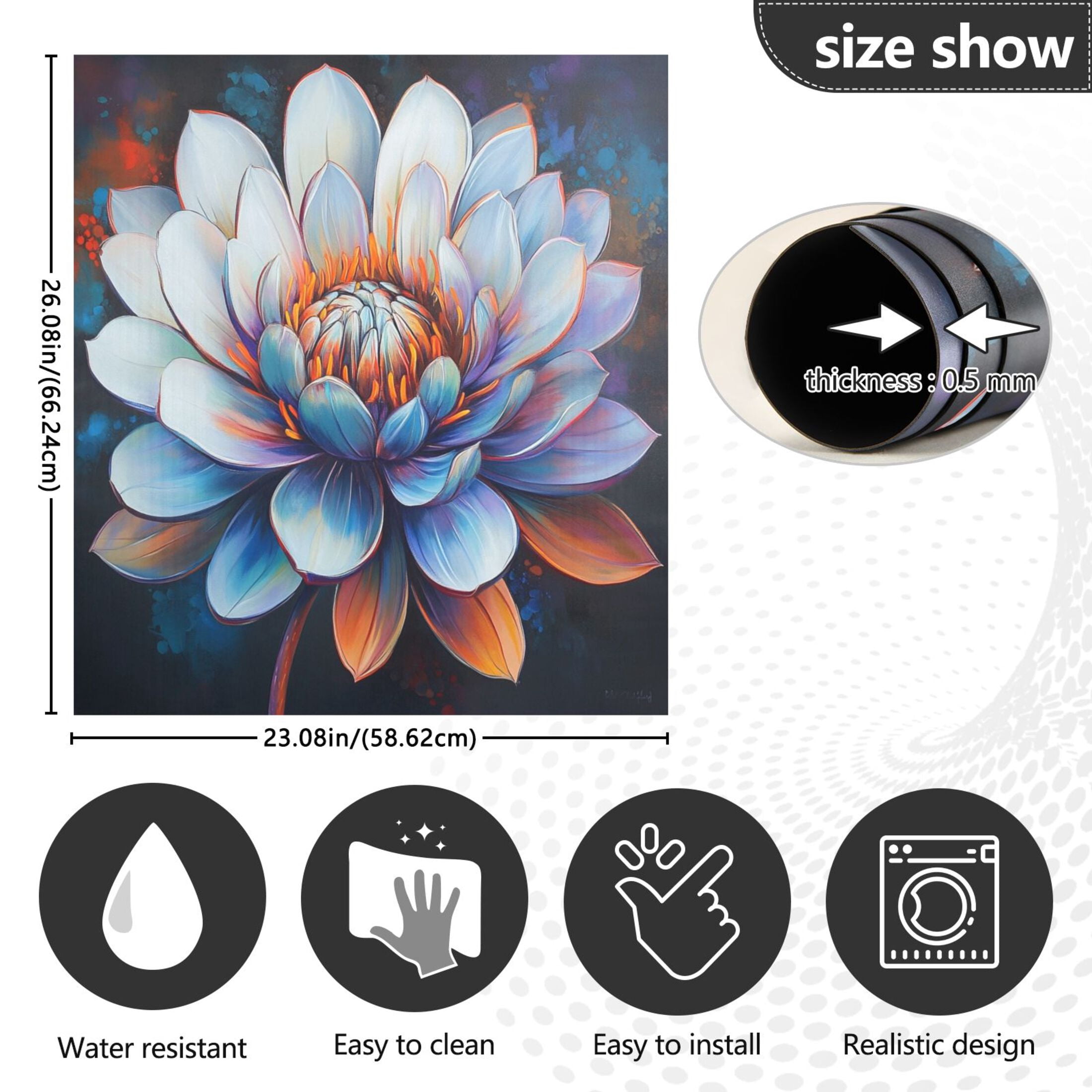 Dishwasher Magnetic Sticker 23x26 Inch Refrigerator Magnetic Sticker Washing Machine Magnetic Sticker Kitchen Panel Magnetic Sticker Home Decor Big Blue Flowers