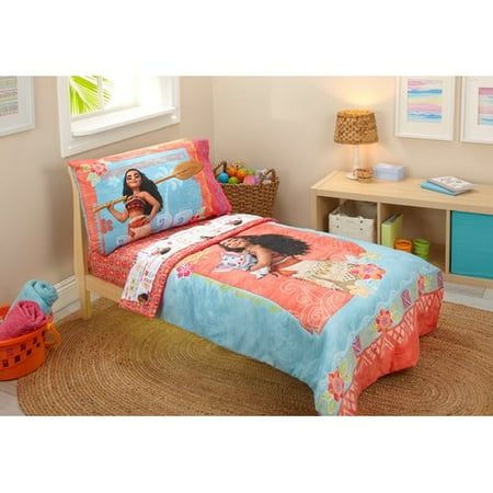 Disney Moana 4 Piece Toddler Bedding Set Walmart Com