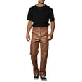 thumbnail image 2 of INSPIRE CHIC Faux Leather Pants for Men's Slim Fit Hip Hop Punk Trousers 38 Brown, 2 of 6