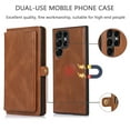 thumbnail image 3 of Galaxy S22 Ultra Case,Dteck Magnetic Leather Card Wallet Removable Shockproof Rubber Hybrid Case Cover For Samsung Galaxy S22 Ultra,Brown, 3 of 7