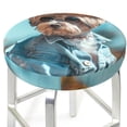 thumbnail image 3 of Lsque Stylish Dog in Denim Outfit Pattern Round Bar chair cushion covers Velvet Fabric Premium Comfort Protects from Scratches and Stains for 14-17 Inch Chair-14 inch, 3 of 7