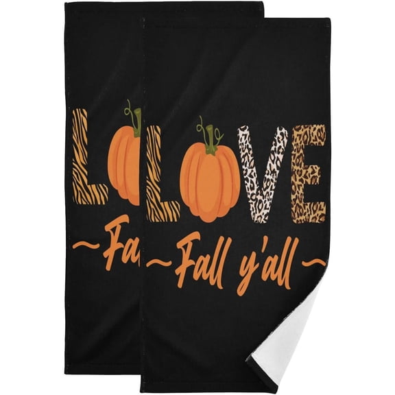 Coolnut Love Fall Y'all Hand Towels 2 PCS, Ultra Soft and Highly Absorbent, Creative Pumpkins Love Decorative Fingertip Towel for Home, Bathroom, Kitchen, 28.3"x14.4"