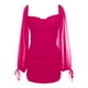 thumbnail image 4 of Gibobby Vestidos de fiesta elegantes Vestido estilo Herben francés de manga larga con escote en V profundo para mujer, falda negra ajustada Sexy a la cadera(Rosa caliente,G), 4 of 5
