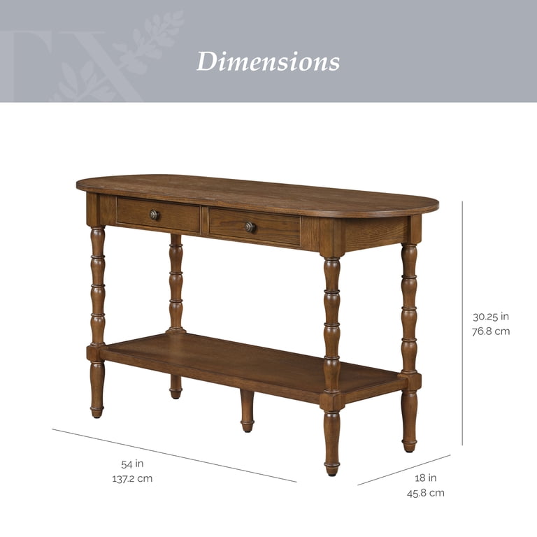 My Texas House Lewis 54" Oval Console Table, Warm Brown photo 5